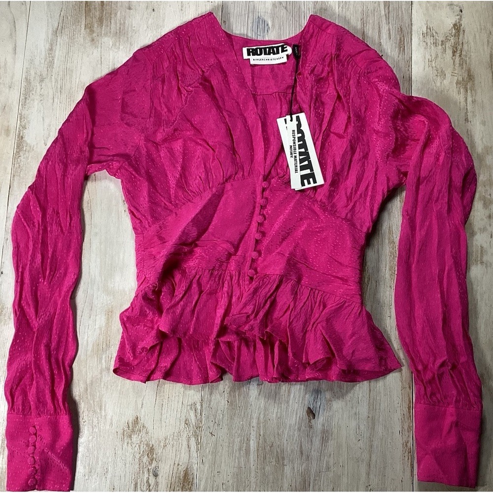 New With Tags Rotate Birger Christensen Fuschia Purple Tracy Top Womens 6 Luxury